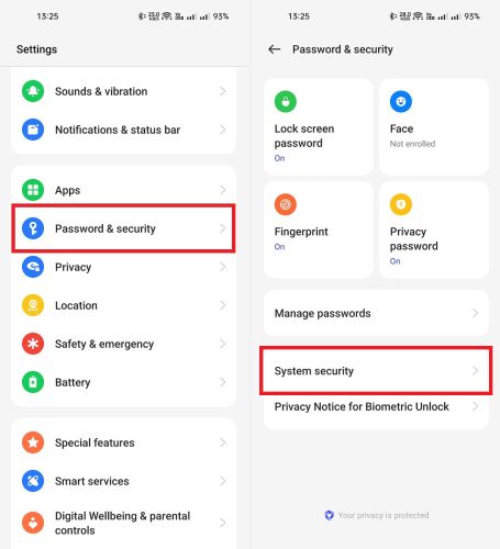How to set a password to turn off a Realme smartphone
