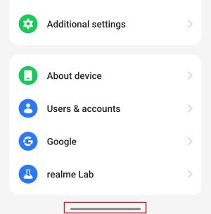 How to disable the white or gray stripe at the bottom of the Realme screen